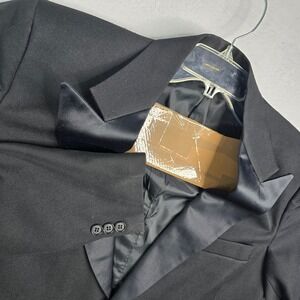 Vintage Mens Black Tuxedo Jacket Shawl Collar Satin Lapel Formal Suit Coat